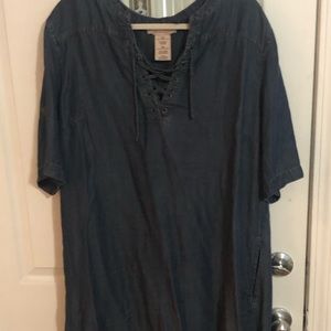 Jean tie up shift dress